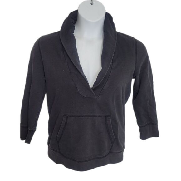 J. Crew Tops - J CREW black v-neck‎ 3/4 sleeve casual sweatshirt with pocket M